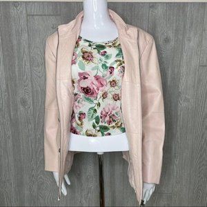 Tcm pink leather Moto jacket full zip long sleeve with silver zippers large